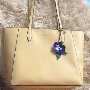 Like new Kate Spade Yellow Tote with Floral Charm